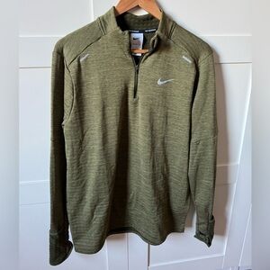 Nike Olive Green Quarter-Zip Sweatshirt